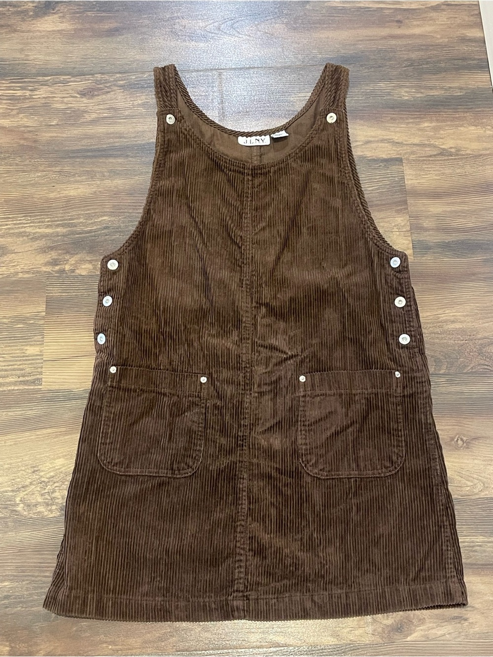 Vintage J.L.N.Y. Corduroy Mini Dress Brown Snap Side Jumper 90s Y2K